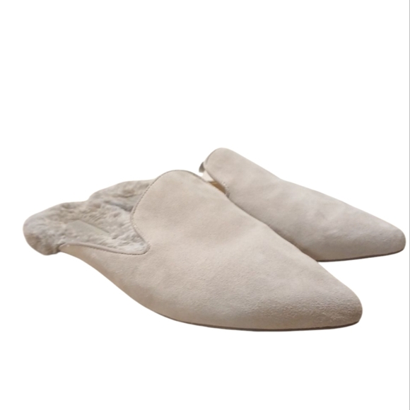 Banana Republic Gray Suede Mules Women's Furry Suede Slides size 10.5 - Picture 10 of 10